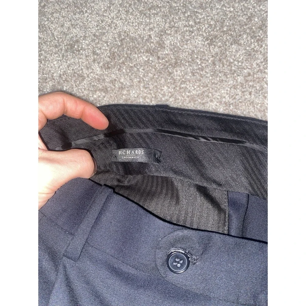 Richards Greenwich Mens Dress Pants 38 (40R) Dark Blue Wool Pleated Trousers NWT